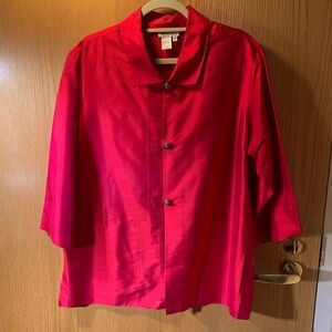 Excellent 100% Silk Coldwater Creek Vibrant Red Blazer- Size M